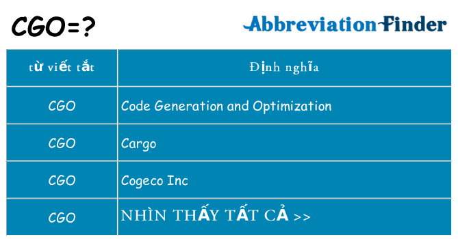 cgo hiện những gì đứng cho