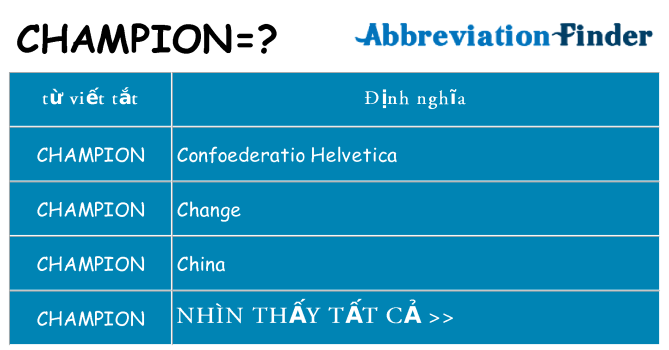 champion hiện những gì đứng cho