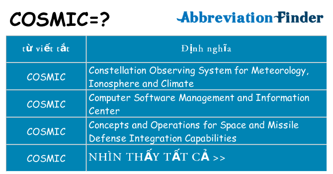 cosmic hiện những gì đứng cho