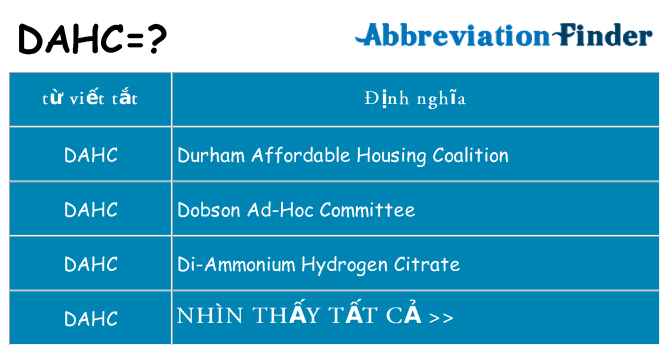dahc hiện những gì đứng cho