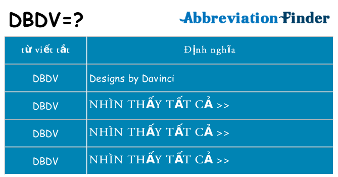 dbdv hiện những gì đứng cho