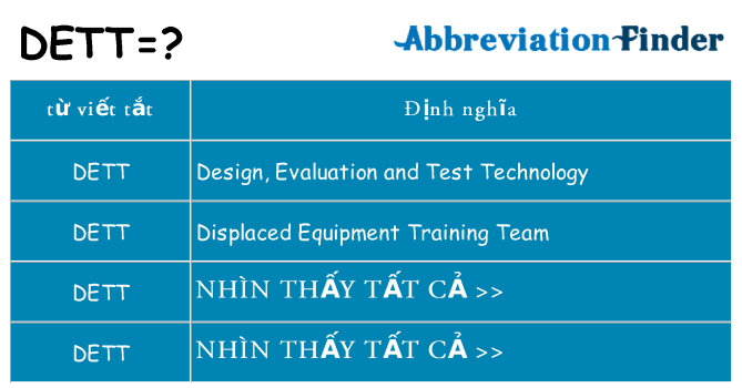 dett hiện những gì đứng cho
