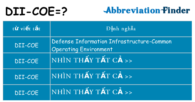 dii-coe hiện những gì đứng cho