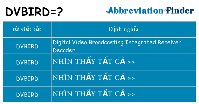 dvbird hiện những gì đứng cho