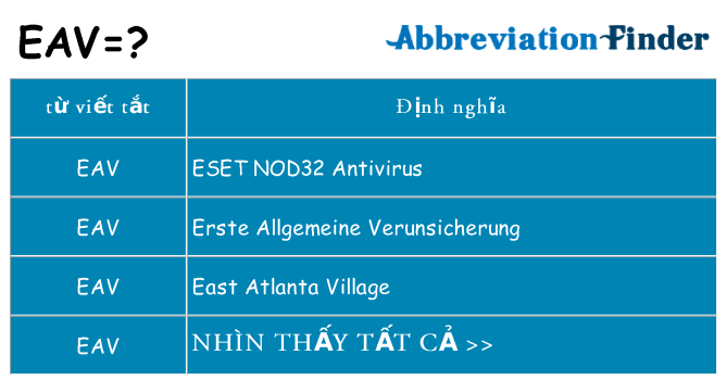 eav hiện những gì đứng cho