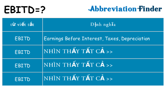 ebitd hiện những gì đứng cho