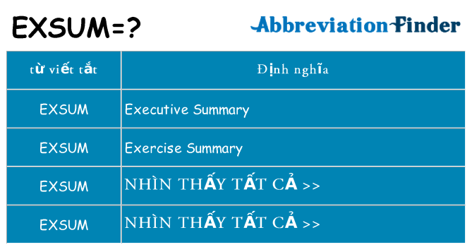 exsum hiện những gì đứng cho