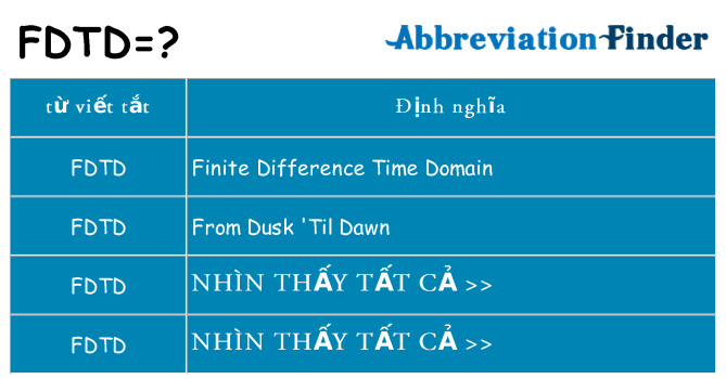 fdtd hiện những gì đứng cho