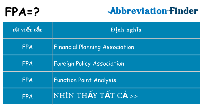 fpa hiện những gì đứng cho
