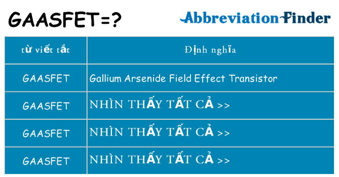 gaasfet hiện những gì đứng cho