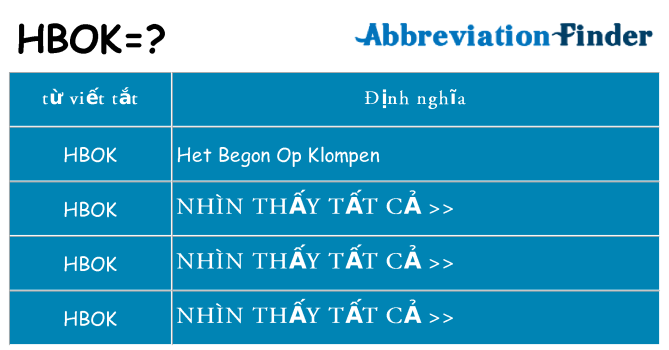 hbok hiện những gì đứng cho