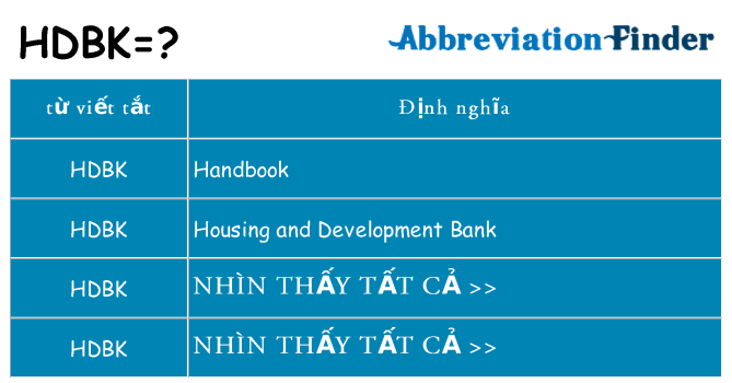 hdbk hiện những gì đứng cho