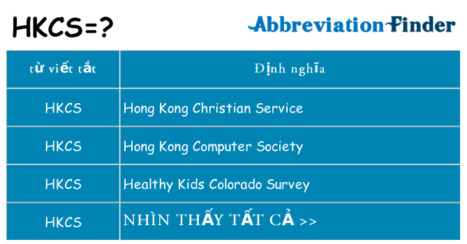 hkcs hiện những gì đứng cho