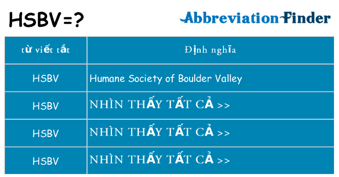 hsbv hiện những gì đứng cho