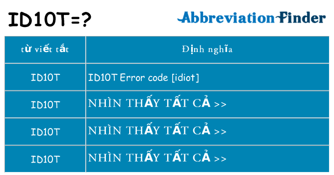 id10t hiện những gì đứng cho