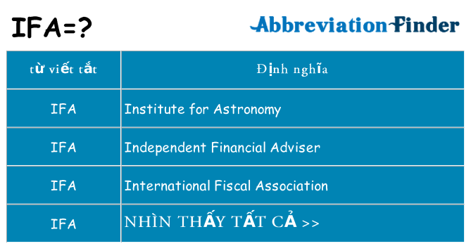 ifa hiện những gì đứng cho