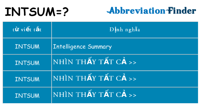 intsum hiện những gì đứng cho