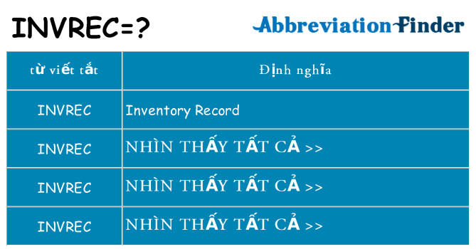 invrec hiện những gì đứng cho