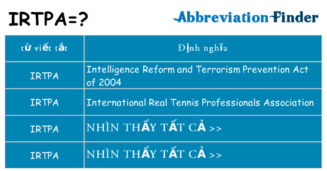 irtpa hiện những gì đứng cho
