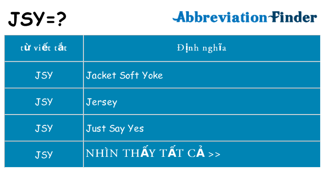 jsy hiện những gì đứng cho