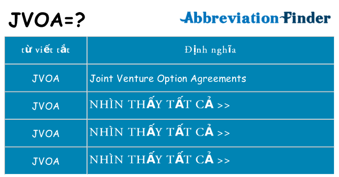 jvoa hiện những gì đứng cho