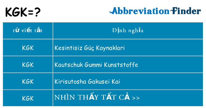 kgk hiện những gì đứng cho