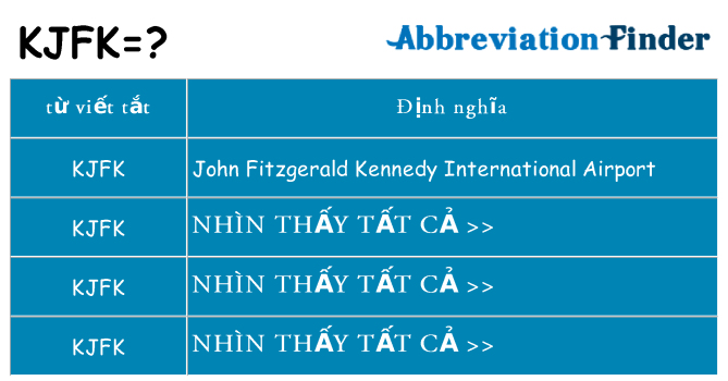 kjfk hiện những gì đứng cho