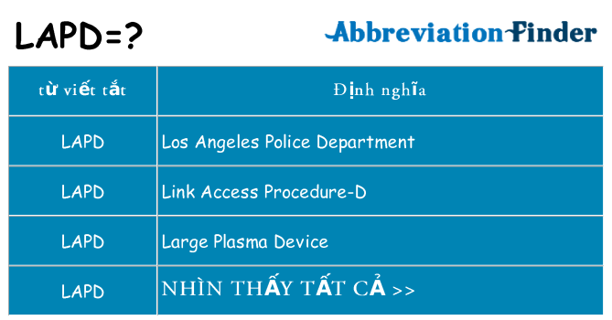 lapd hiện những gì đứng cho