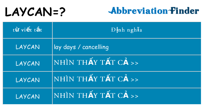 laycan hiện những gì đứng cho