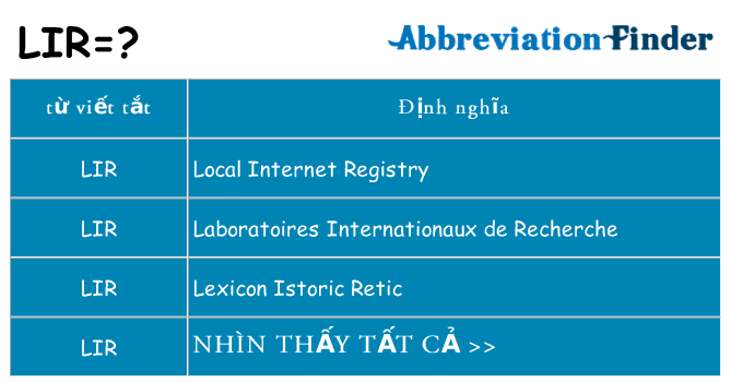 lir hiện những gì đứng cho
