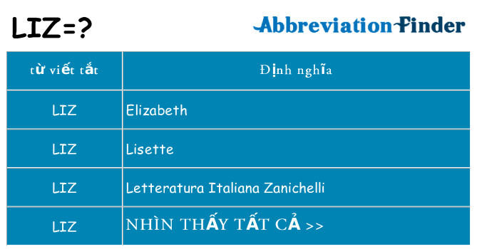 liz hiện những gì đứng cho