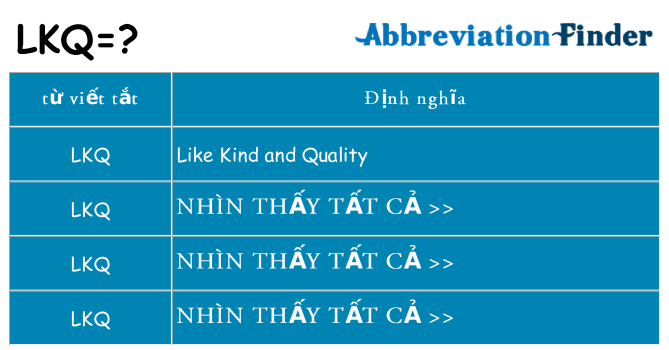 lkq hiện những gì đứng cho