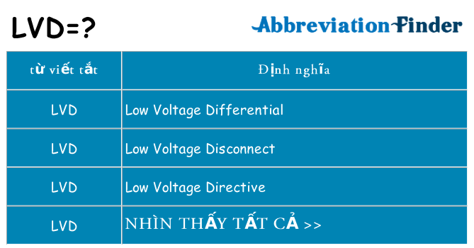 lvd hiện những gì đứng cho