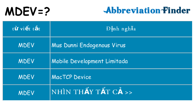 mdev hiện những gì đứng cho