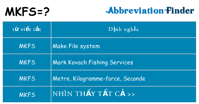 mkfs hiện những gì đứng cho