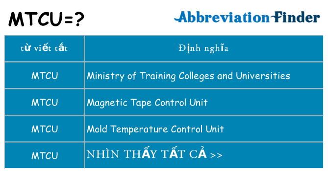 mtcu hiện những gì đứng cho