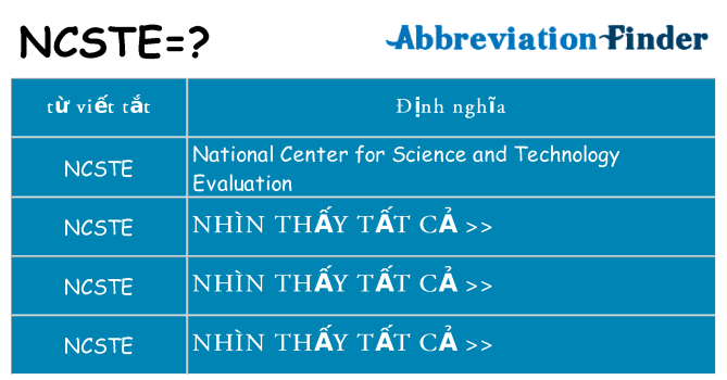 ncste hiện những gì đứng cho