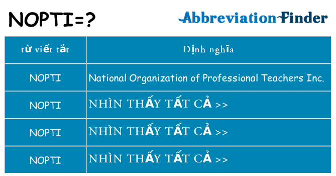nopti hiện những gì đứng cho