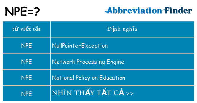 npe hiện những gì đứng cho