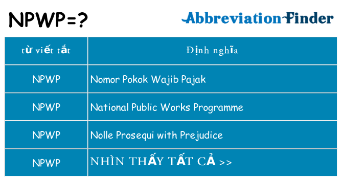 npwp hiện những gì đứng cho