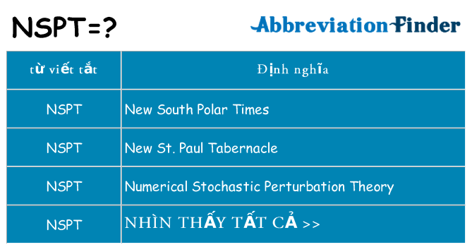 nspt hiện những gì đứng cho