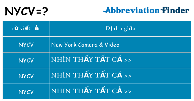 nycv hiện những gì đứng cho