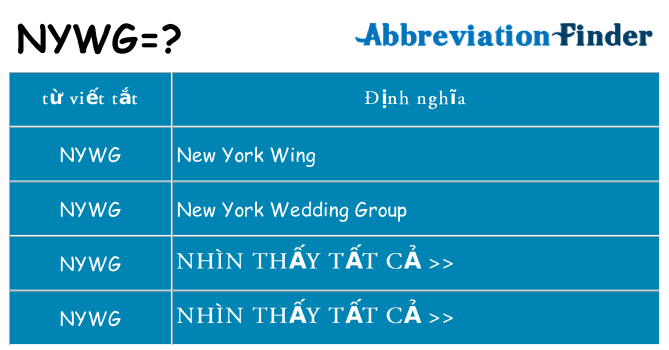 nywg hiện những gì đứng cho