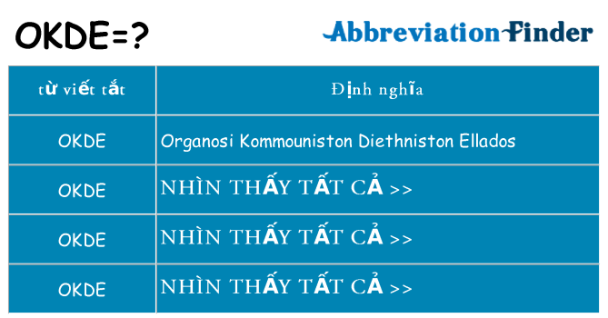 okde hiện những gì đứng cho