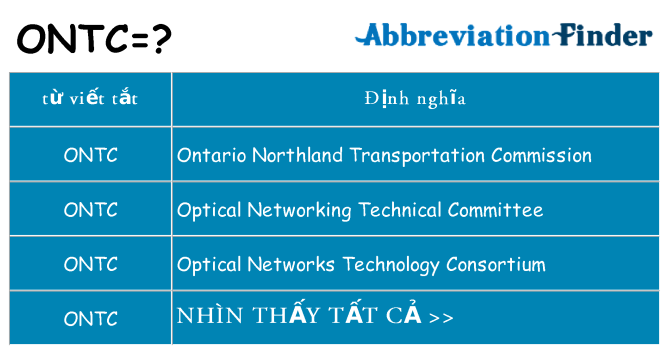 ontc hiện những gì đứng cho