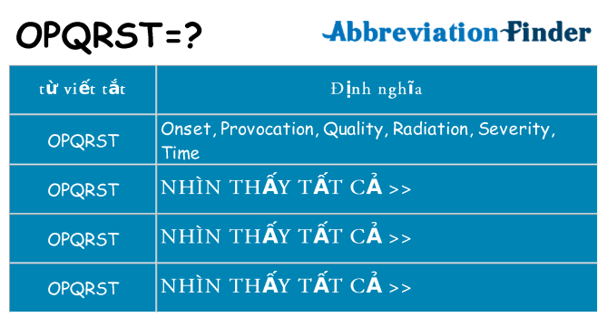 opqrst hiện những gì đứng cho