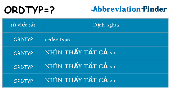 ordtyp hiện những gì đứng cho