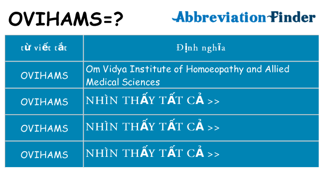 ovihams hiện những gì đứng cho