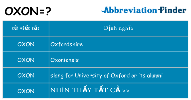 oxon hiện những gì đứng cho