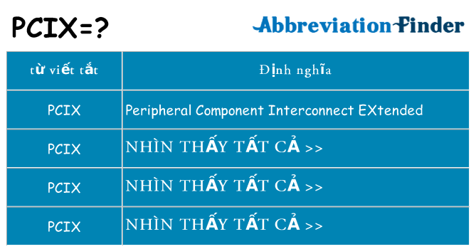 pcix hiện những gì đứng cho